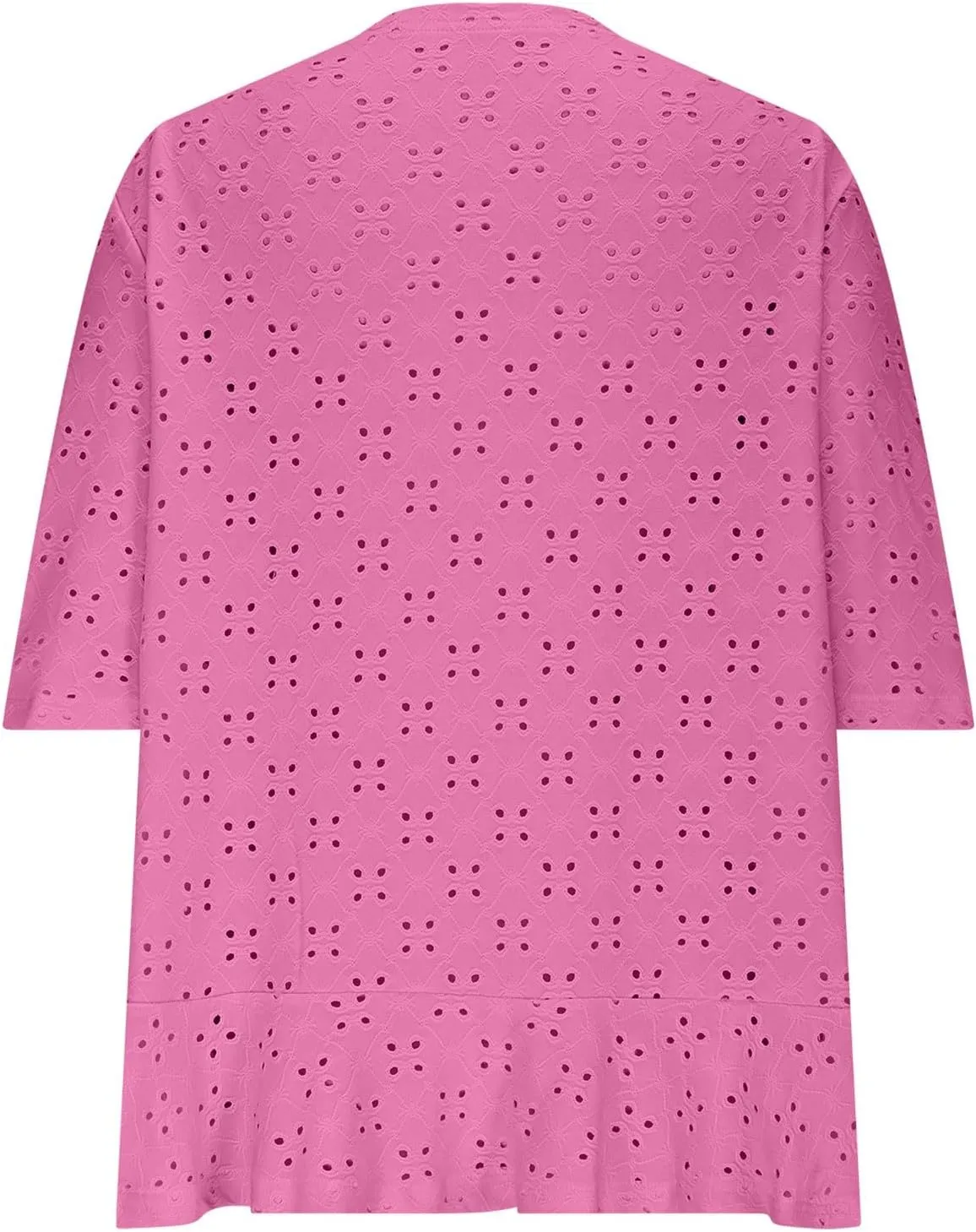 HGps8w Lightweight Summer Eyelet Cardigans for Women Open Front Hollow Ruffle Half Sleeve Kimono Cover Ups