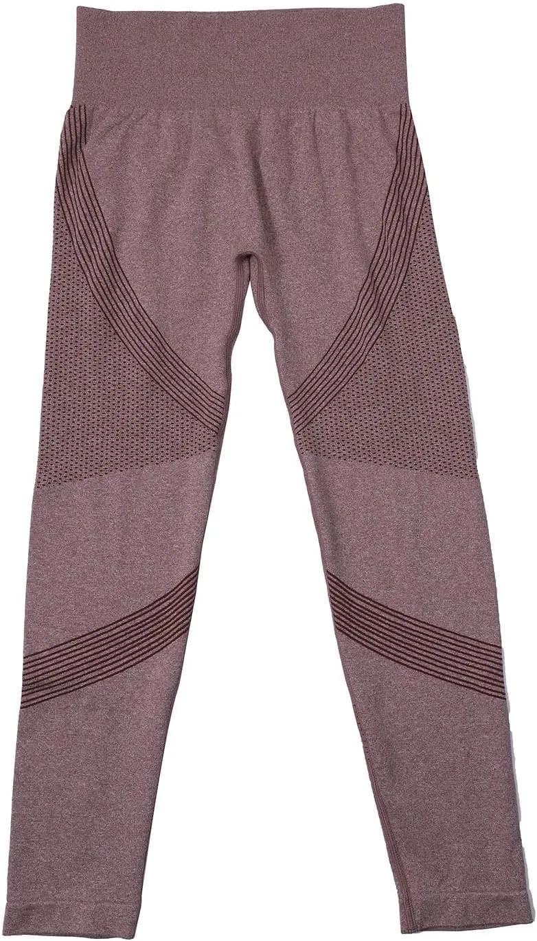 High Waist Knit Seamless Yoga Pants for Women Striped Ruched Butt Lifting Tights Breathable Outdoor Running Fitness Leggings
