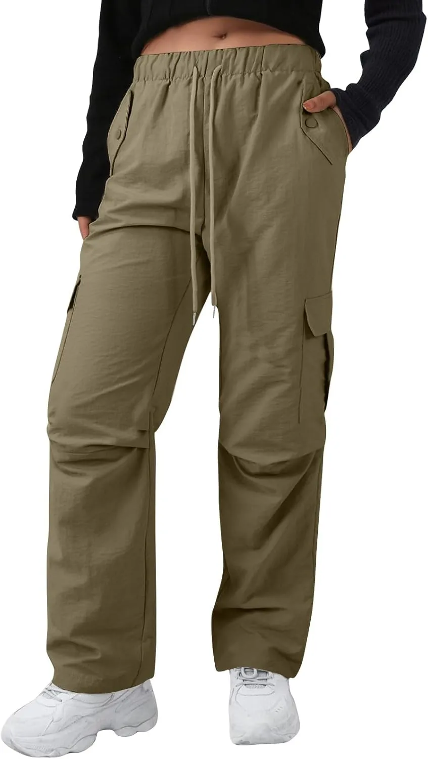 Hiking Pants Women Quick Drying Rain Parachute Cargo Pants Baggy Lightweight Track Comfy Athletic Y2K Streetwear