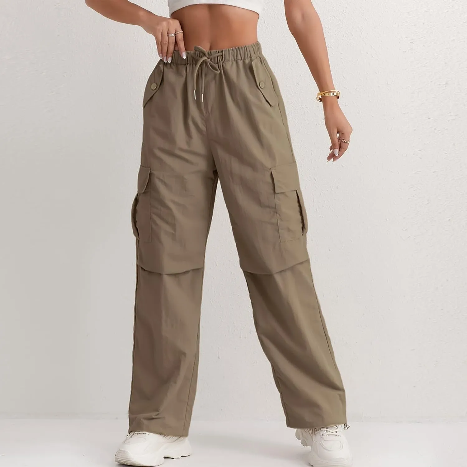 Hiking Pants Women Quick Drying Rain Parachute Cargo Pants Baggy Lightweight Track Comfy Athletic Y2K Streetwear