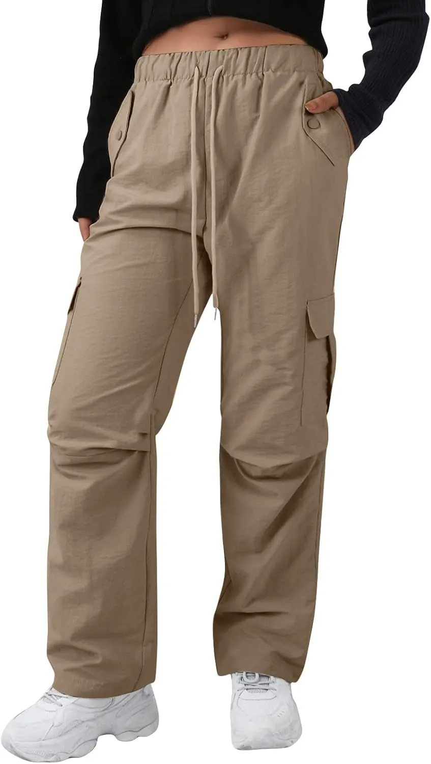 Hiking Pants Women Quick Drying Rain Parachute Cargo Pants Baggy Lightweight Track Comfy Athletic Y2K Streetwear