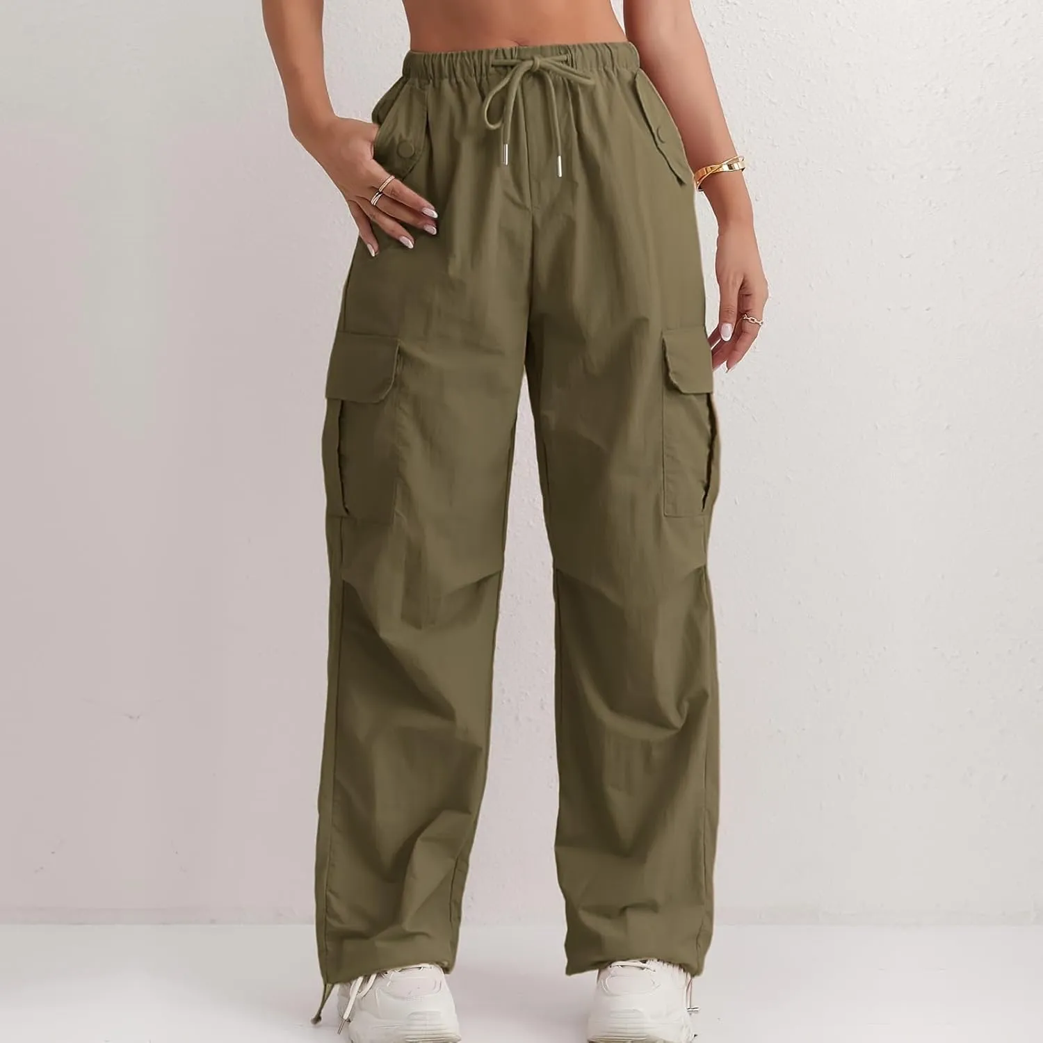 Hiking Pants Women Quick Drying Rain Parachute Cargo Pants Baggy Lightweight Track Comfy Athletic Y2K Streetwear