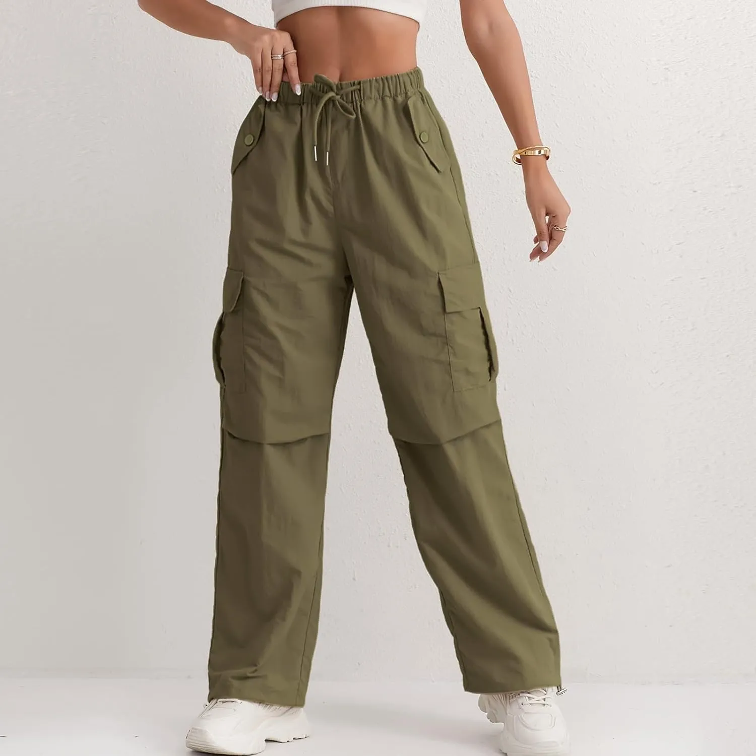 Hiking Pants Women Quick Drying Rain Parachute Cargo Pants Baggy Lightweight Track Comfy Athletic Y2K Streetwear