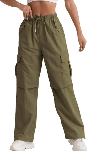 Hiking Pants Women Quick Drying Rain Parachute Cargo Pants Baggy Lightweight Track Comfy Athletic Y2K Streetwear
