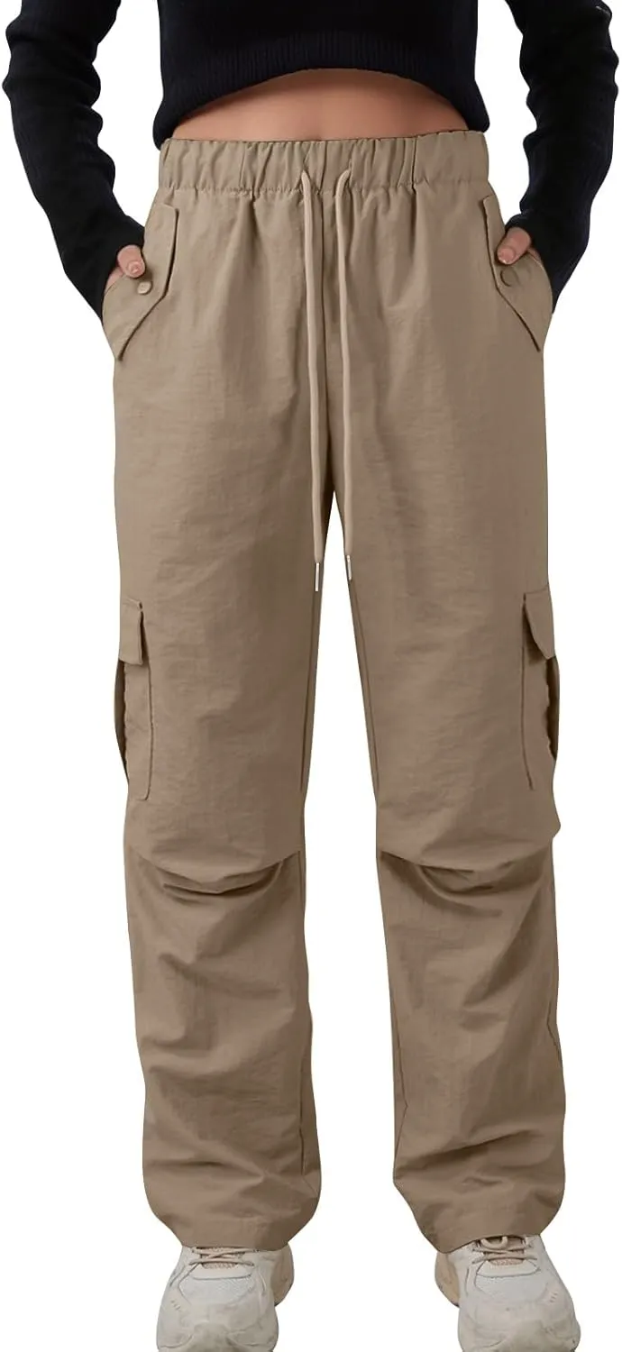 Hiking Pants Women Quick Drying Rain Parachute Cargo Pants Baggy Lightweight Track Comfy Athletic Y2K Streetwear