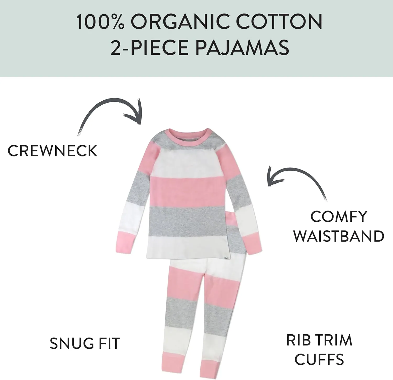 HonestBaby Multipack 2-Piece Pajamas Sleepwear Pjs 100% Organic Cotton for Infant Baby and Toddler Girls