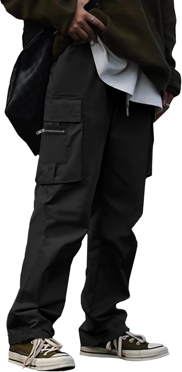 HOTake Cargo Pants for Men Drawstring Elastic Waist Mens Baggy Pants Hiking Joggers Sweatpants