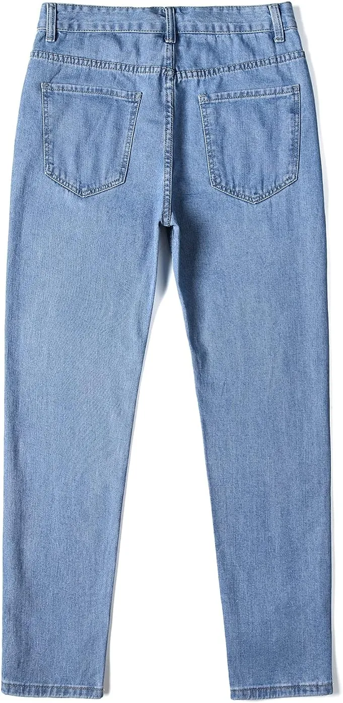 Hulpvktsgiq Men's Baggy Straight Leg Jeans Retro Solid Color Loose Fit Work Denim Pants Big&Tall