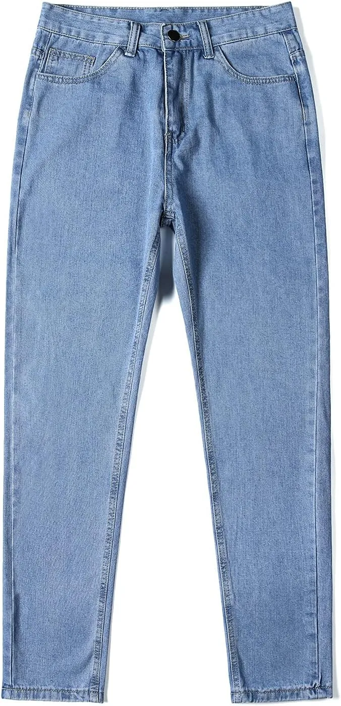 Hulpvktsgiq Men's Baggy Straight Leg Jeans Retro Solid Color Loose Fit Work Denim Pants Big&Tall