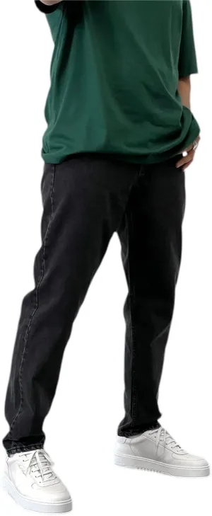 Hulpvktsgiq Men's Baggy Straight Leg Jeans Retro Solid Color Loose Fit Work Denim Pants Big&Tall