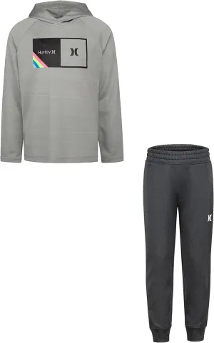Hurley baby-boys Long Sleeve Hooded Top and Jogger Pants 2-piece Outfit Set