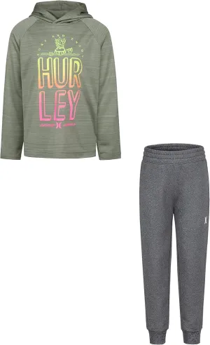 Hurley baby-boys Long Sleeve Hooded Top and Jogger Pants 2-piece Outfit Set