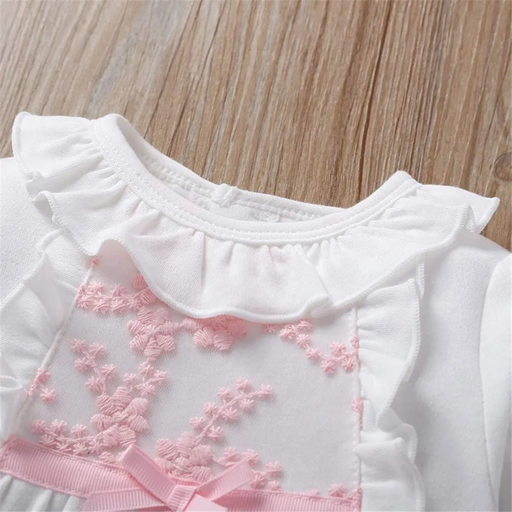 Infant Baby Girl Ruffled Cotton Footies Footed Overall Romper with Hat Toddler Baby Footed Jumpsuit