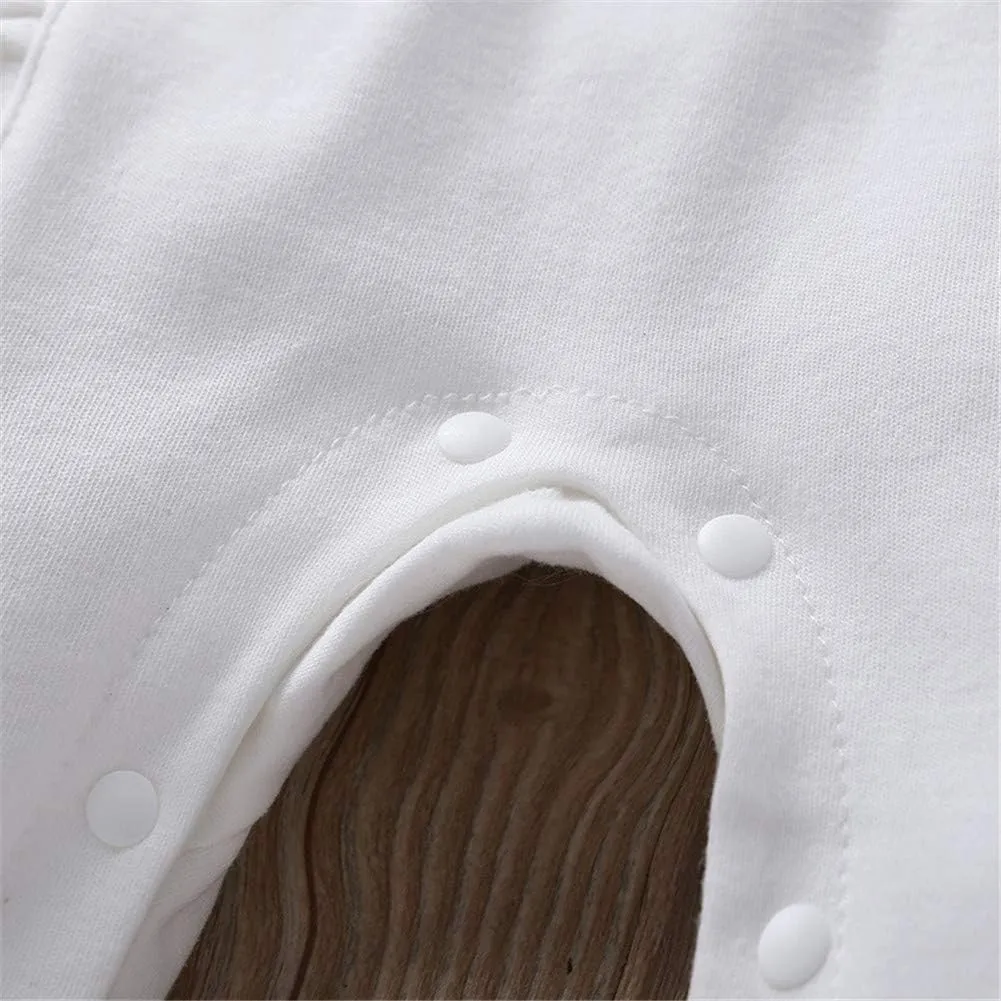 Infant Baby Girl Ruffled Cotton Footies Footed Overall Romper with Hat Toddler Baby Footed Jumpsuit