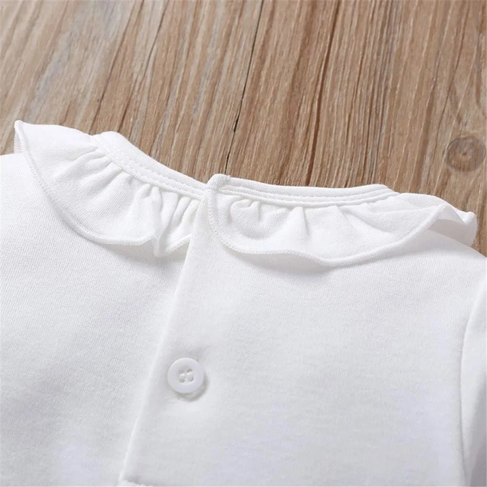 Infant Baby Girl Ruffled Cotton Footies Footed Overall Romper with Hat Toddler Baby Footed Jumpsuit