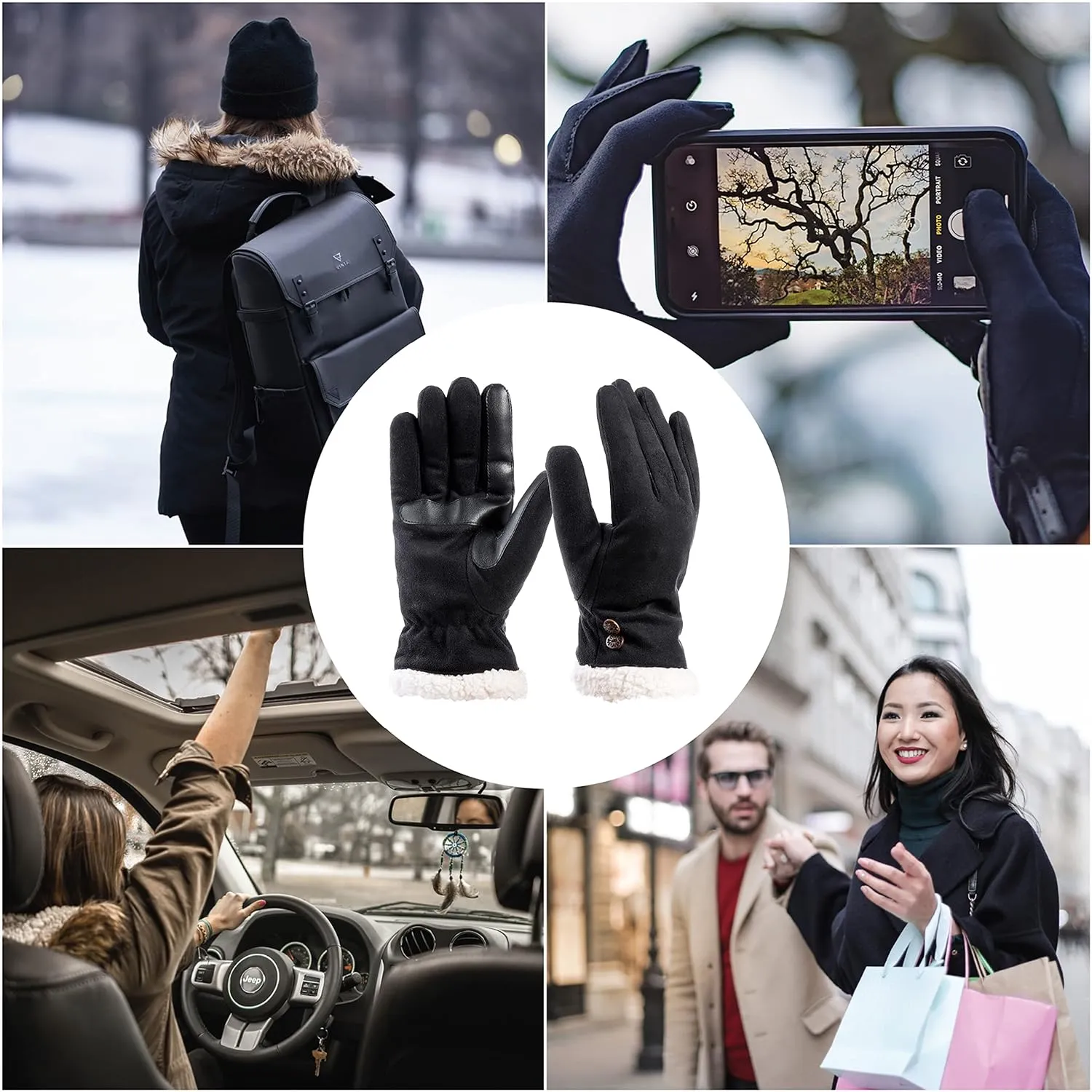 isotoner Womens Recycled Microsuede Water Repellent Cold Weather Gloves With Sherpasoft Lining, Touch Screen Capable