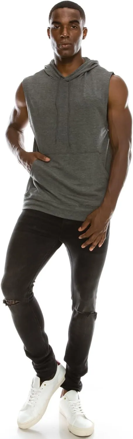 JC DISTRO USA-made Mens Active Lightweight Soft Fabric Sleeveless Hoodie (S~Big 6XL, Big