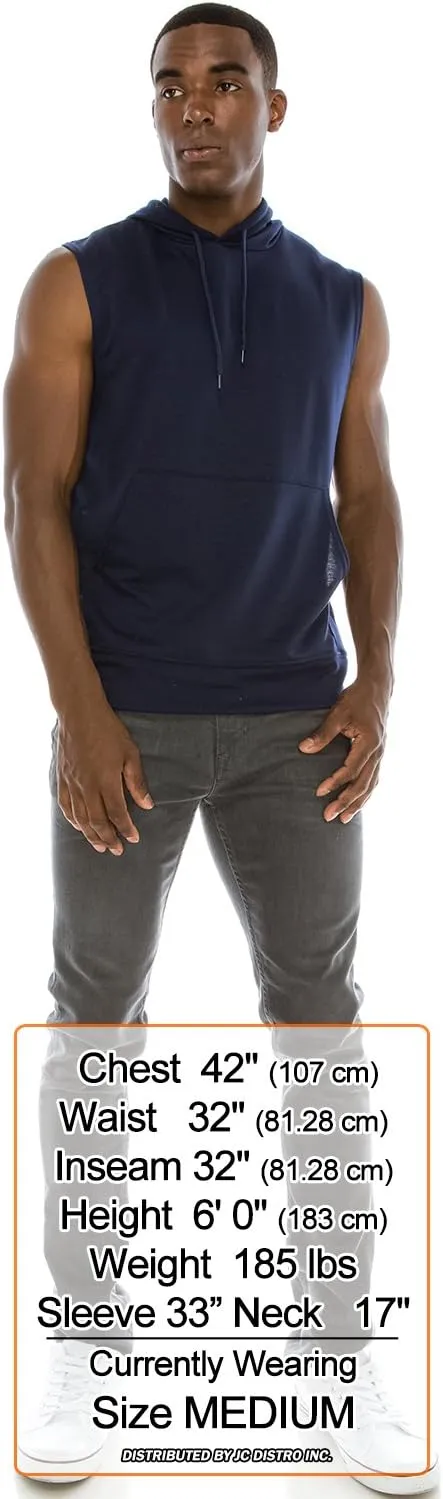 JC DISTRO USA-made Mens Active Lightweight Soft Fabric Sleeveless Hoodie (S~Big 6XL, Big