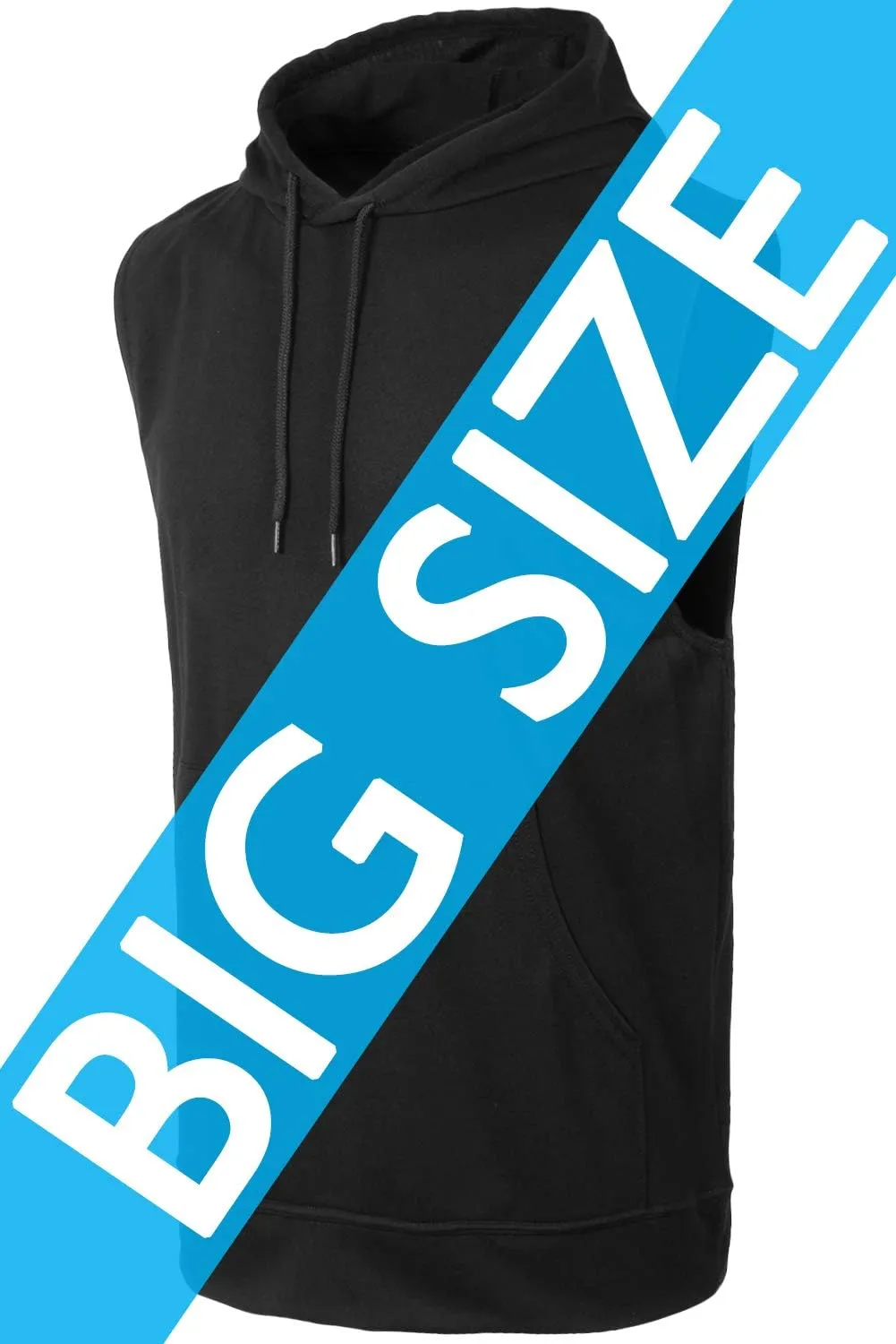 JC DISTRO USA-made Mens Active Lightweight Soft Fabric Sleeveless Hoodie (S~Big 6XL, Big