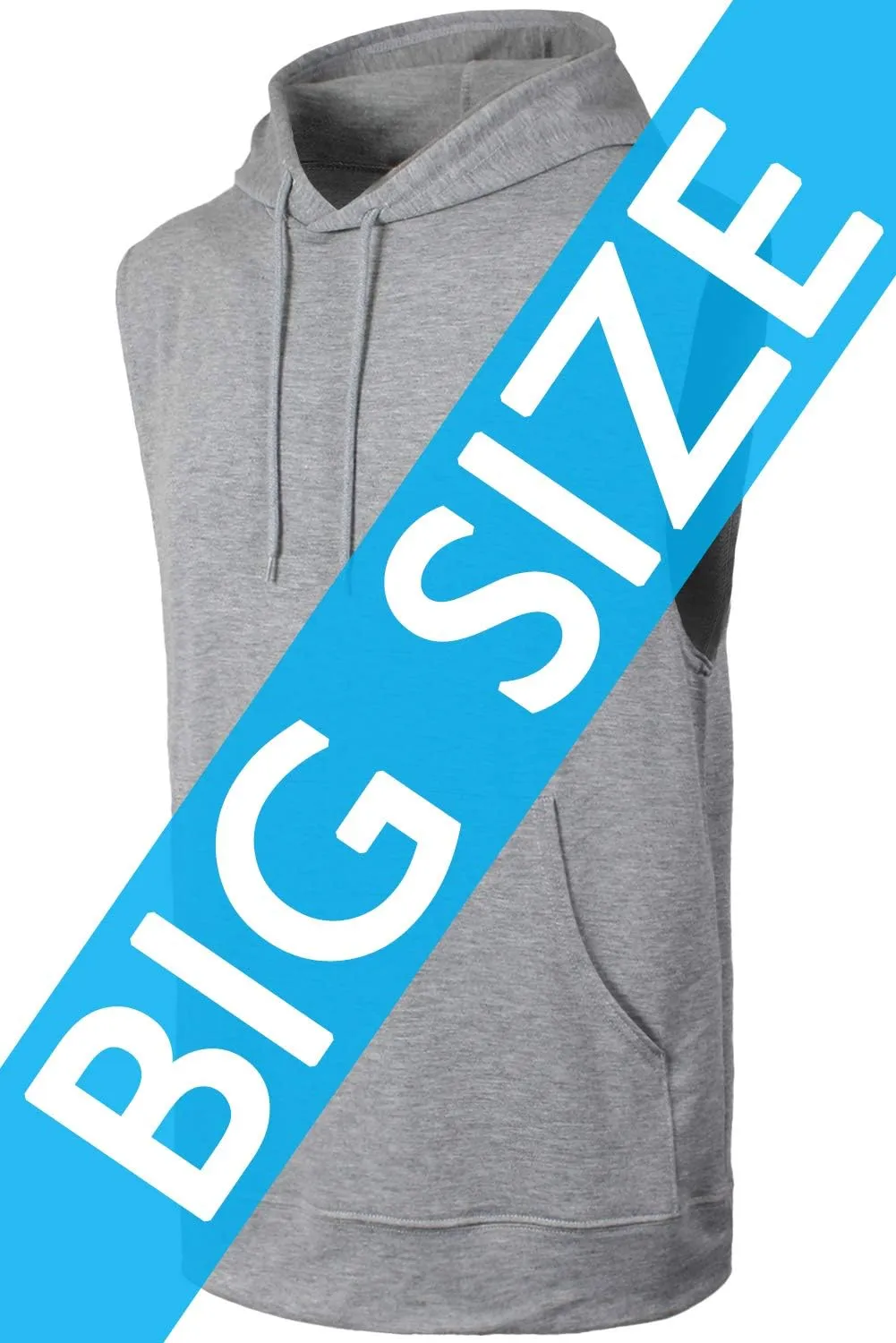 JC DISTRO USA-made Mens Active Lightweight Soft Fabric Sleeveless Hoodie (S~Big 6XL, Big