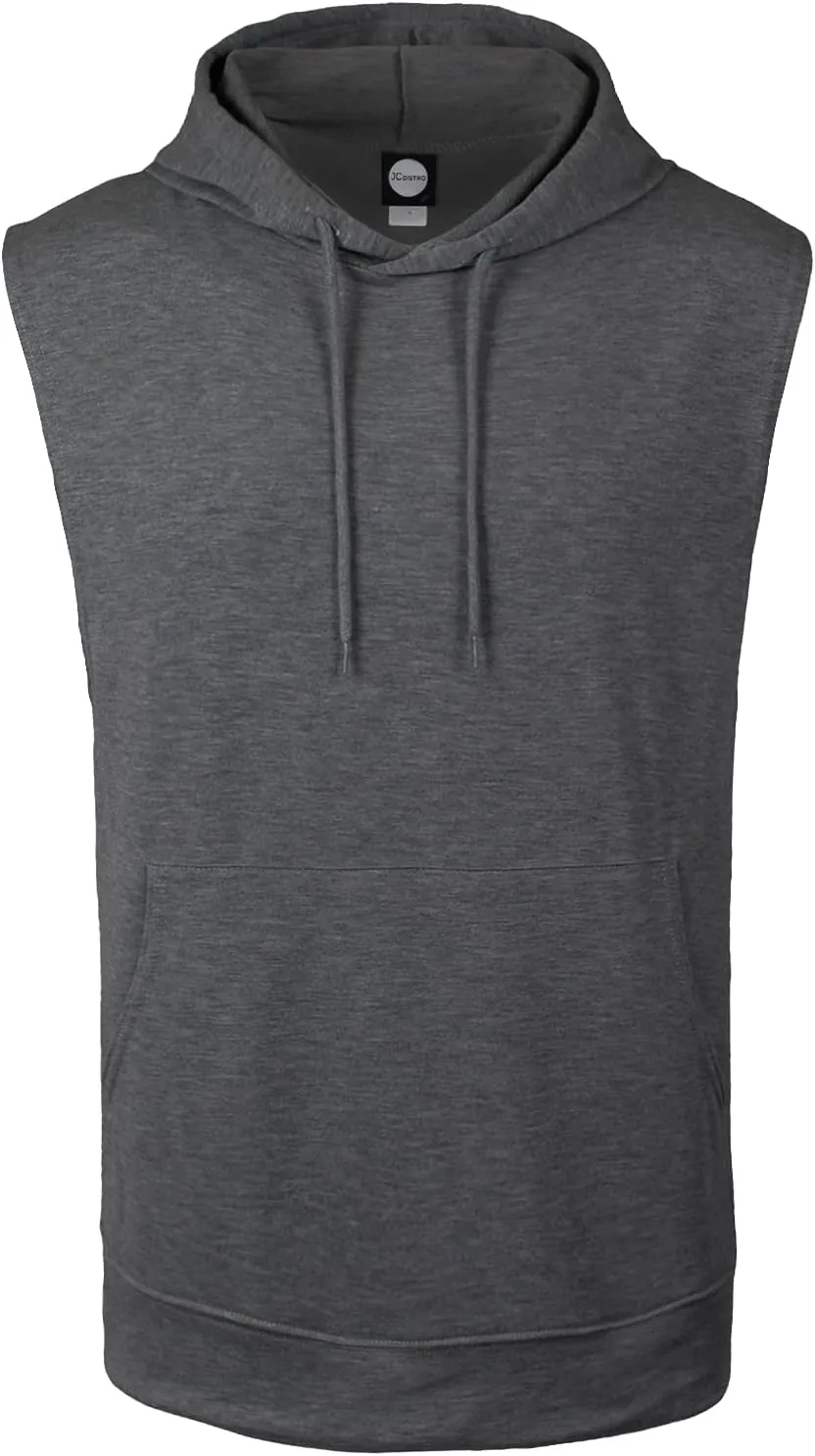 JC DISTRO USA-made Mens Active Lightweight Soft Fabric Sleeveless Hoodie (S~Big 6XL, Big