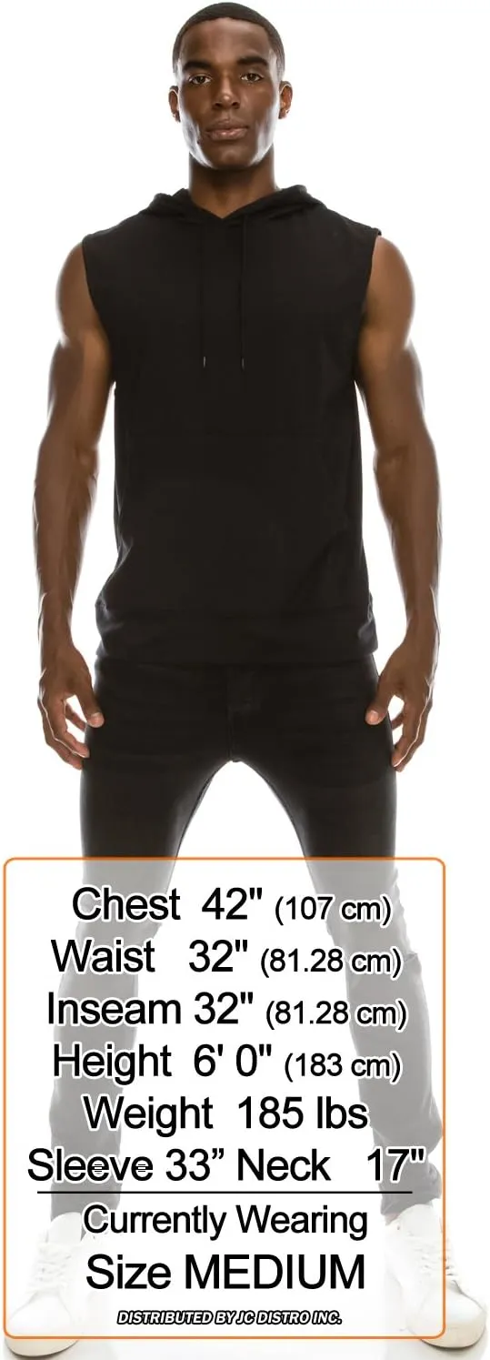 JC DISTRO USA-made Mens Active Lightweight Soft Fabric Sleeveless Hoodie (S~Big 6XL, Big
