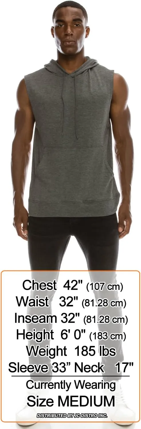 JC DISTRO USA-made Mens Active Lightweight Soft Fabric Sleeveless Hoodie (S~Big 6XL, Big