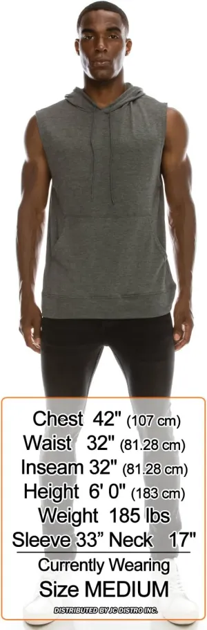 JC DISTRO USA-made Mens Active Lightweight Soft Fabric Sleeveless Hoodie (S~Big 6XL, Big