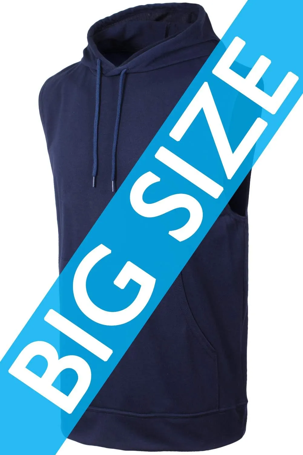 JC DISTRO USA-made Mens Active Lightweight Soft Fabric Sleeveless Hoodie (S~Big 6XL, Big