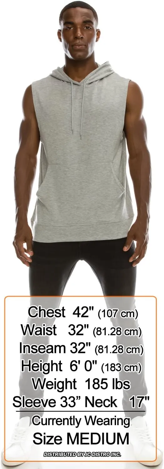 JC DISTRO USA-made Mens Active Lightweight Soft Fabric Sleeveless Hoodie (S~Big 6XL, Big