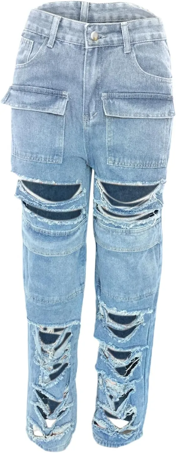 Jeans for Women Trendy Bell Bottom Slit Hem Ankle Denim Pants Casual High Waisted Skinny Stretch Jeans