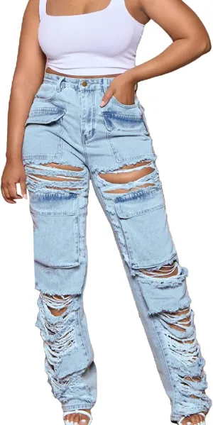 Jeans for Women Trendy Bell Bottom Slit Hem Ankle Denim Pants Casual High Waisted Skinny Stretch Jeans