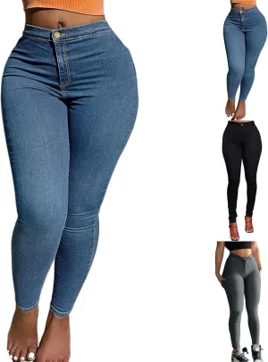 Jeggings for Women Tummy Control Stretchy High Waisted Skinny Jeans Trendy Colombian Butt Lifting Jeans with Pocket
