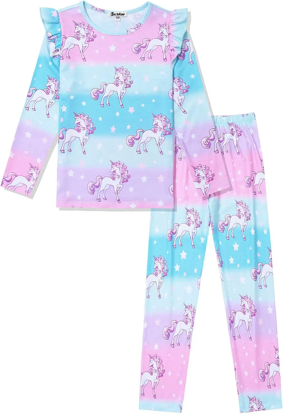 Jxstar Girls Pajamas Pjs Set Flutter Sleeve Sleepwear Kids Fall Winter Cotton Night Clothes