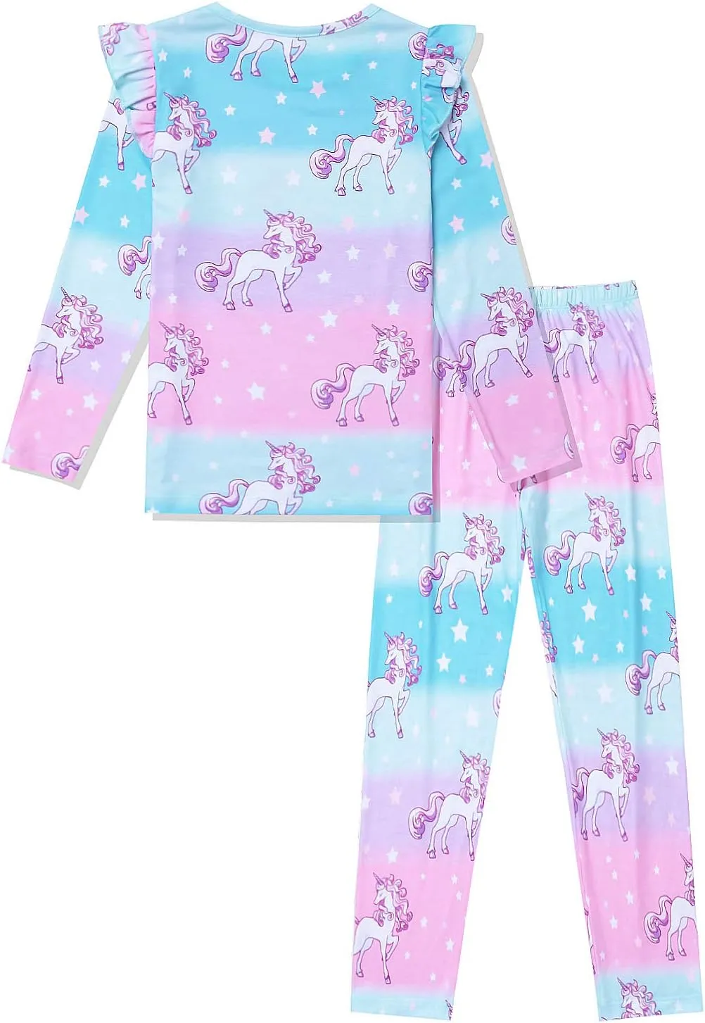 Jxstar Girls Pajamas Pjs Set Flutter Sleeve Sleepwear Kids Fall Winter Cotton Night Clothes