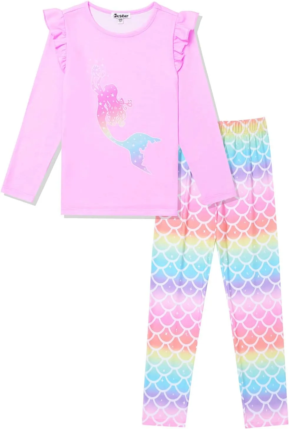 Jxstar Girls Pajamas Pjs Set Flutter Sleeve Sleepwear Kids Fall Winter Cotton Night Clothes