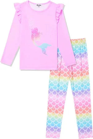 Jxstar Girls Pajamas Pjs Set Flutter Sleeve Sleepwear Kids Fall Winter Cotton Night Clothes