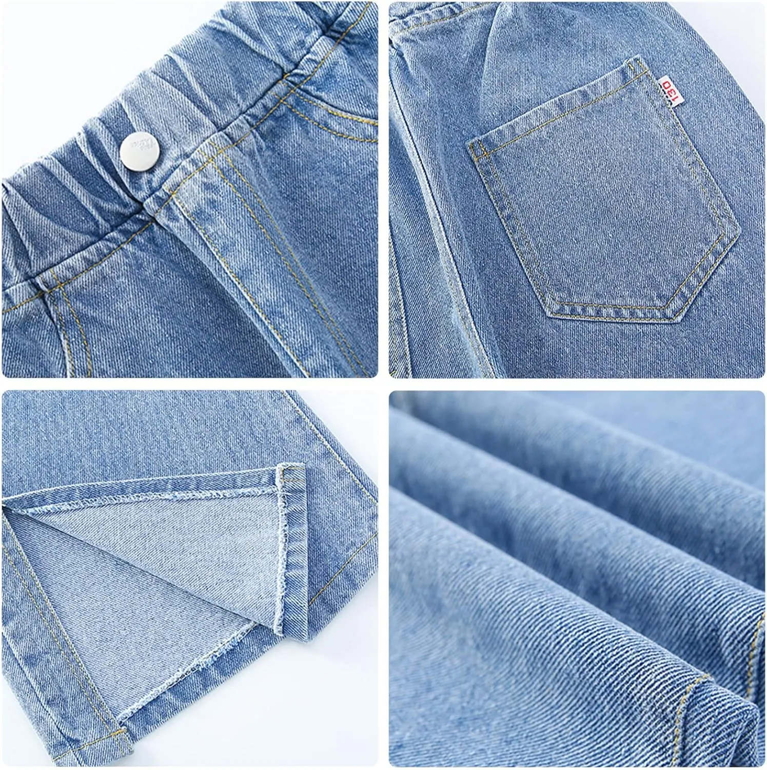 Kid Bootcut Jeans Girl Wide Straight Leg Pants Cute Loose Fit Causal Stylish Trousers Stretch Fashion Elastic Waist Jeans