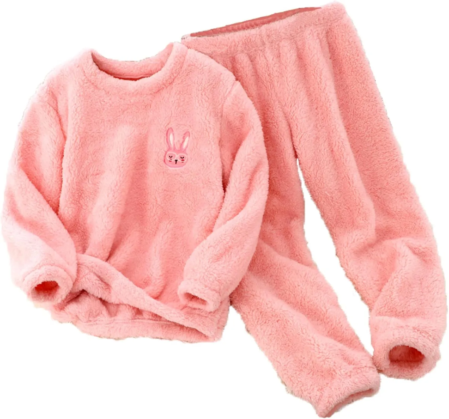 Kids Toddler Pajamas Boys Girls Fleece Pajama Set Winter Warm Sleepwear Pjs Set Plush Tops Pants Outfits Loungewear