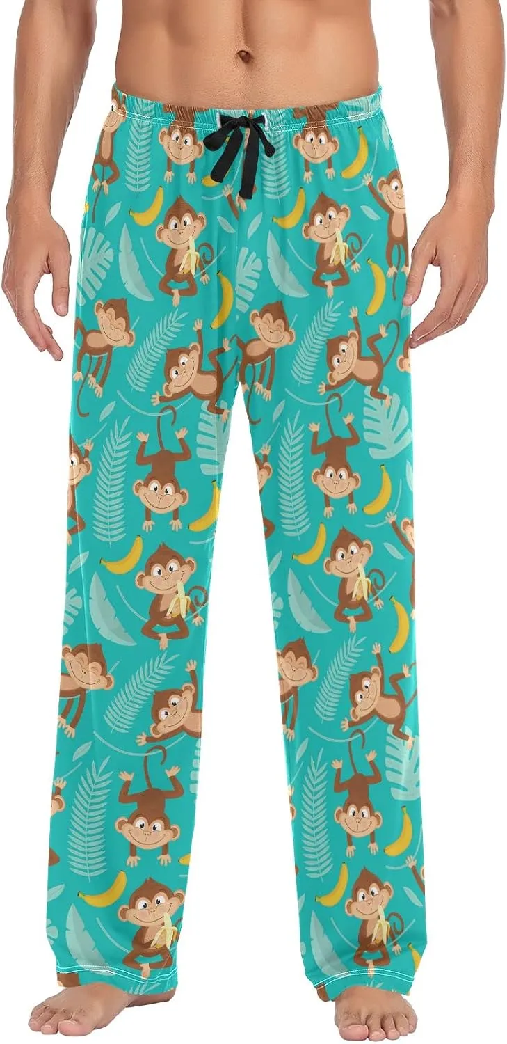 Kigai Men's Pajamas Pants Monkey and Banana Sleep Bottoms Pants Lounge Sleepwear - S