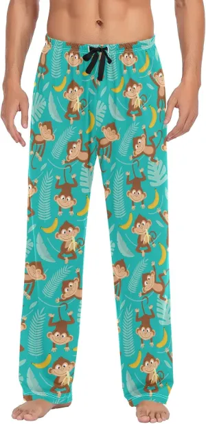 Kigai Men's Pajamas Pants Monkey and Banana Sleep Bottoms Pants Lounge Sleepwear - S