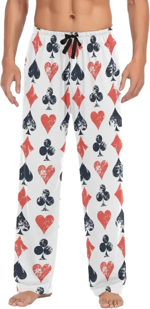 Kigai Men's Pajamas Pants Poker Playing Card Sleep Bottoms Pants Lounge Sleepwear - M