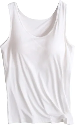 Lastesso Tank Tops with Built in Bras Trendy 2024 Summer Tank Top for Women Casual Loose Fit Sleeveless Shirt Casual Homewear