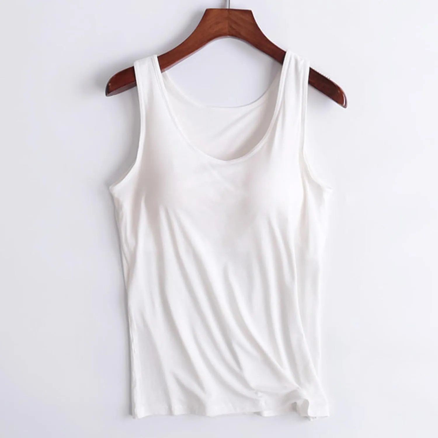 Lastesso Tank Tops with Built in Bras Trendy 2024 Summer Tank Top for Women Casual Loose Fit Sleeveless Shirt Casual Homewear
