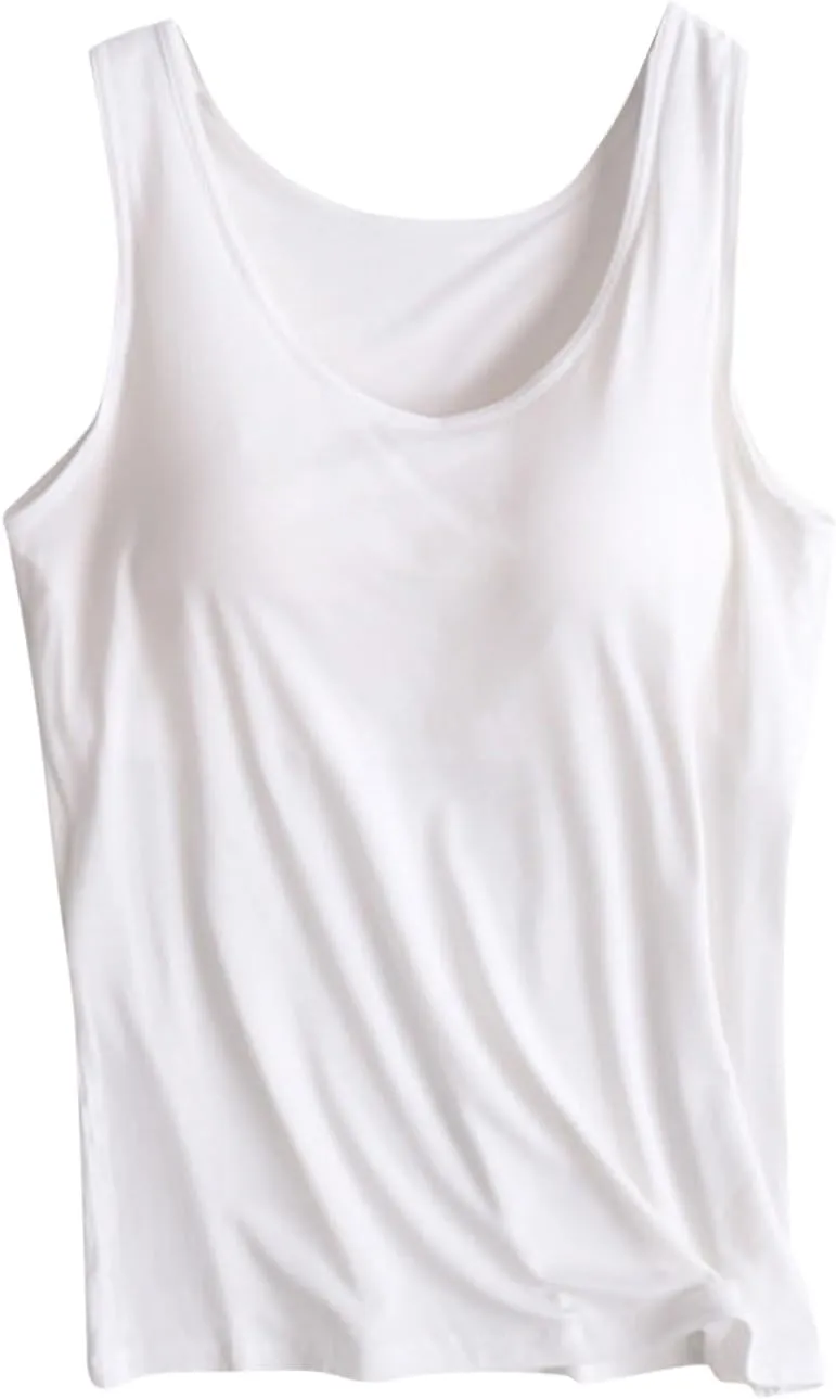 Lastesso Tank Tops with Built in Bras Trendy 2024 Summer Tank Top for Women Casual Loose Fit Sleeveless Shirt Casual Homewear
