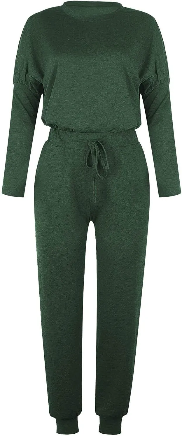Lastesso Womens 2 Piece Sweatsuits Set Lightweight Loungewear Crewneck Loose Pullover Cozy Active Jogger Pants Soft Tracksuit