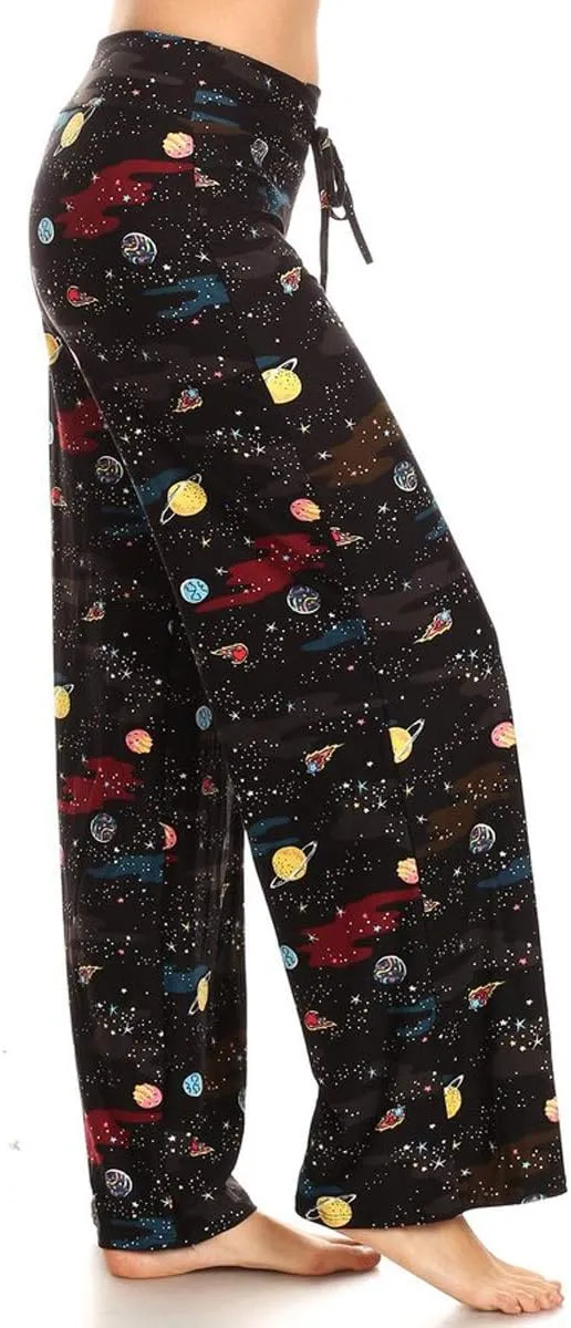 Leggings Depot Women's Casual Long Pajama Lounge Pants Drawstring Sleepwear-Print Design