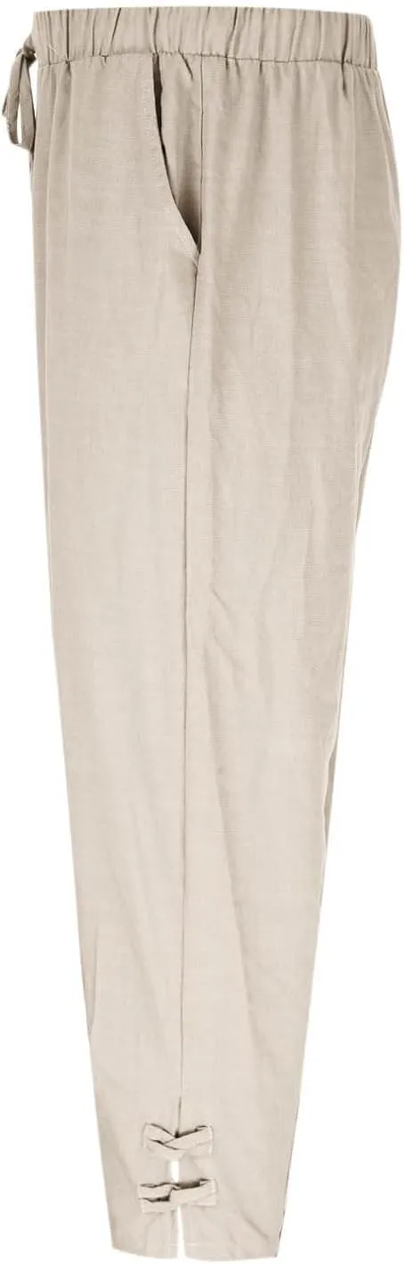 Linen Pants for Men Drawstring Elastic Waist Yoga Pants Summer Beach Loose Trousers Full Length Summerwear