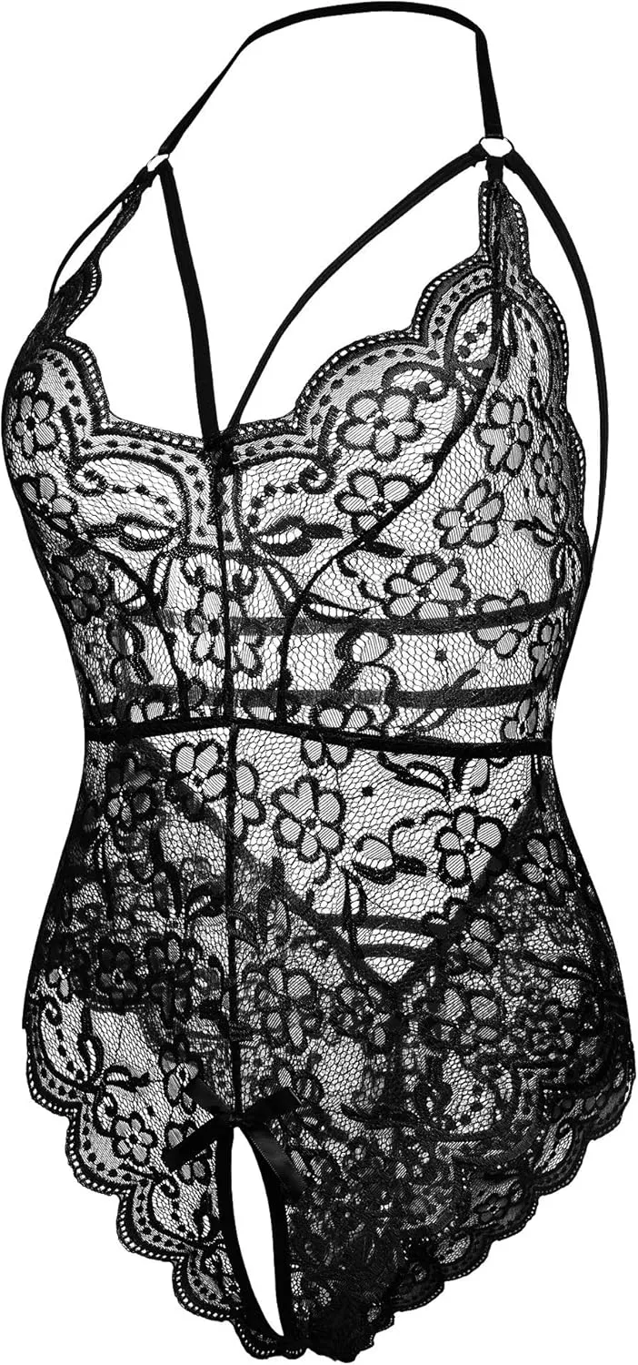 LOLLO VITA Women Lingerie Lace Bodysuit Floral Babydoll One Piece Sleepwear
