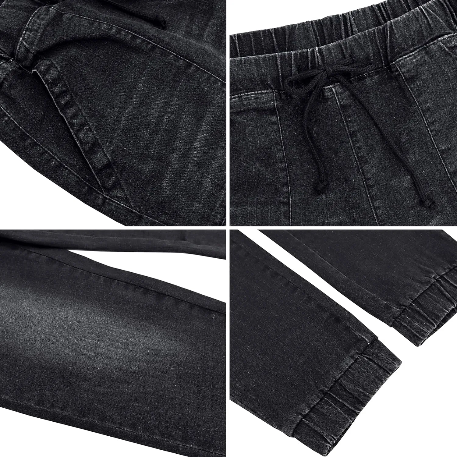 LONGYIDA Jean Joggers for Women Denim Ripped Loose Jeans High Waisted Stretch Drawstring Denim Joggers Pants